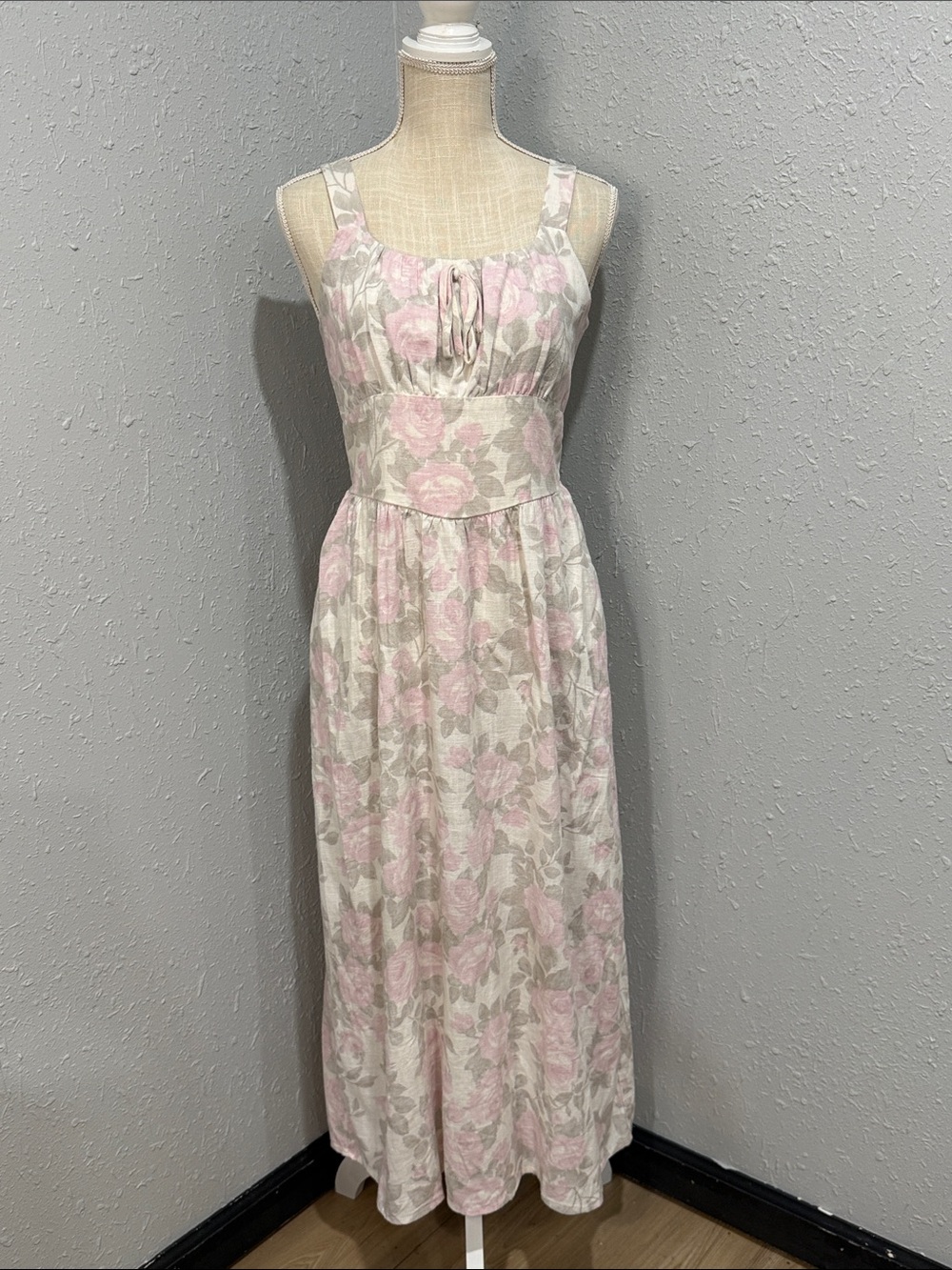 Monteau Women’s‎ Pink Floral Midi Dress Size Medium